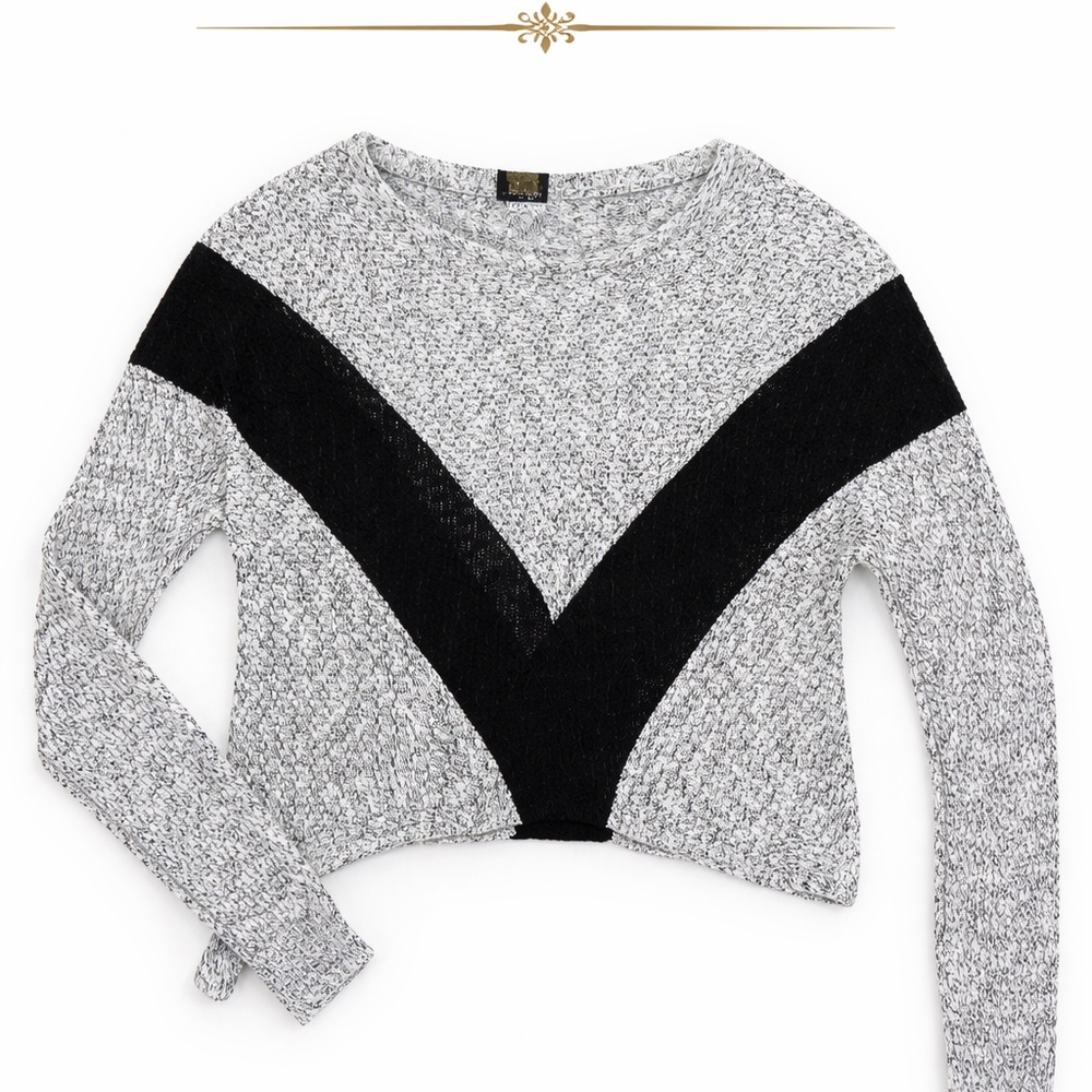 NWOT Gray and Black chic knitted shirt